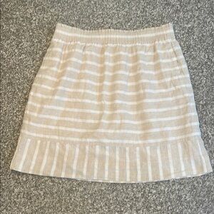 J. Crew Tan and Cream Linen Mini Skirt  Smocked Casual
